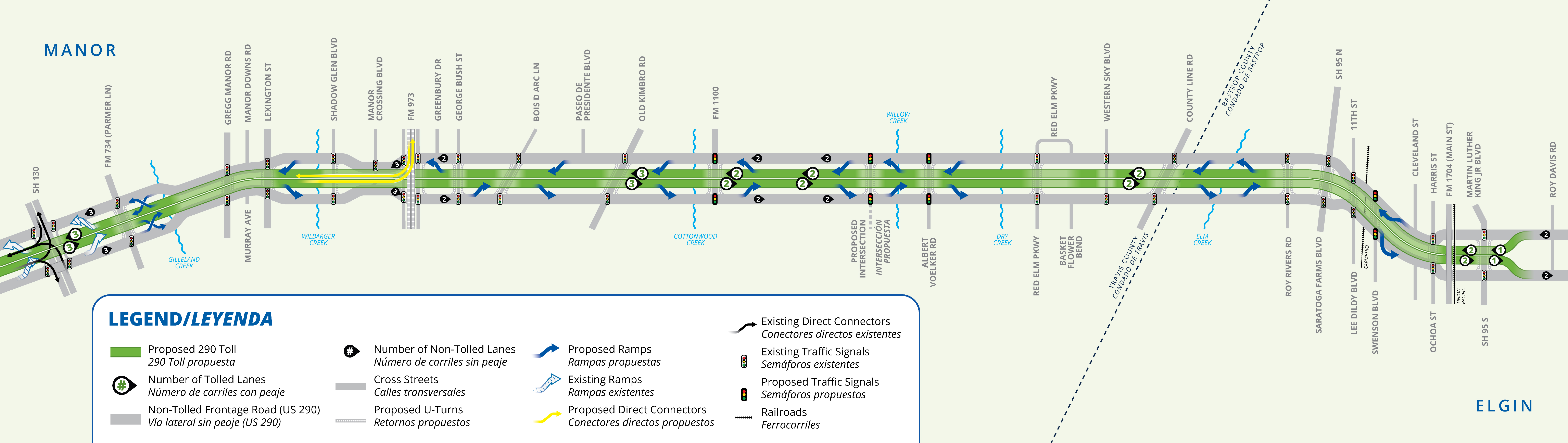 A configuration graphic of the proposed 290 Toll Extension.